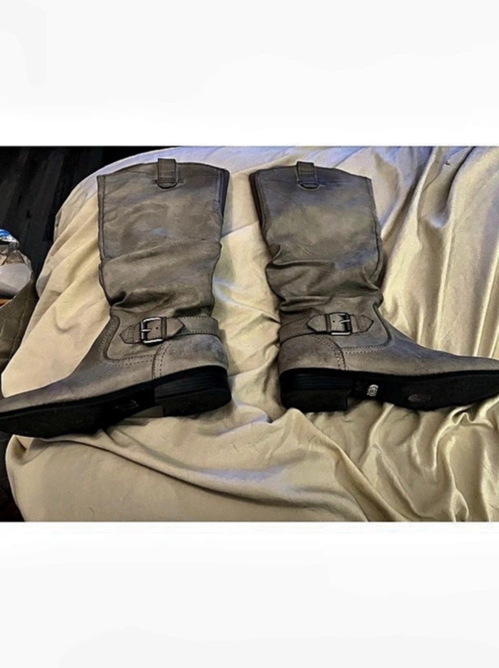 White Mountain "Burke" Tall Slouch Riding Boots - Gray/Charcoal